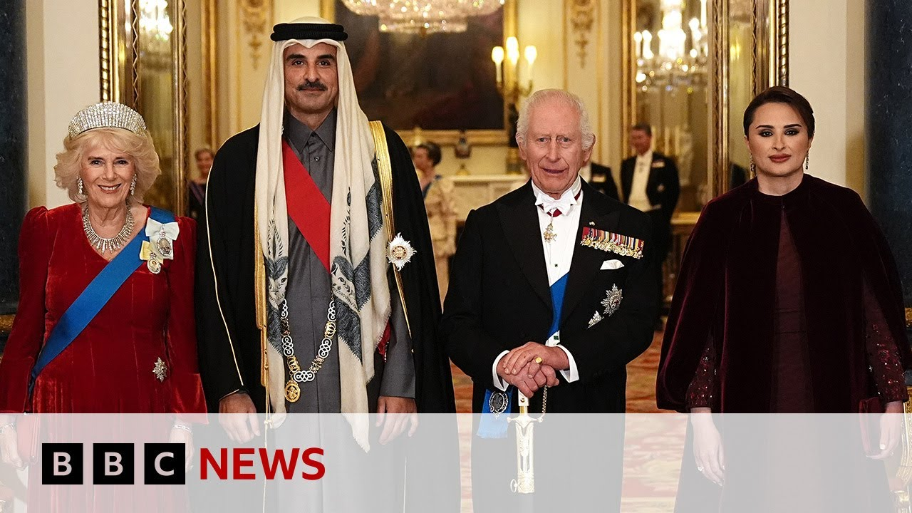 ENSPIRING.ai: King Charles welcomes Qatar's Emir for UK visit - BBC News