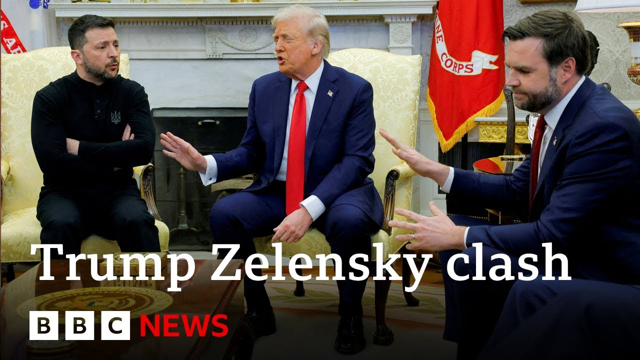 ENSPIRING.ai: Watch in full as Zelensky and Trump clash in fiery Oval Office exchange - BBC News